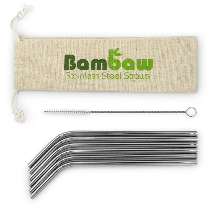 Sugrör i rostfritt stål, 6 pack - Bambaw