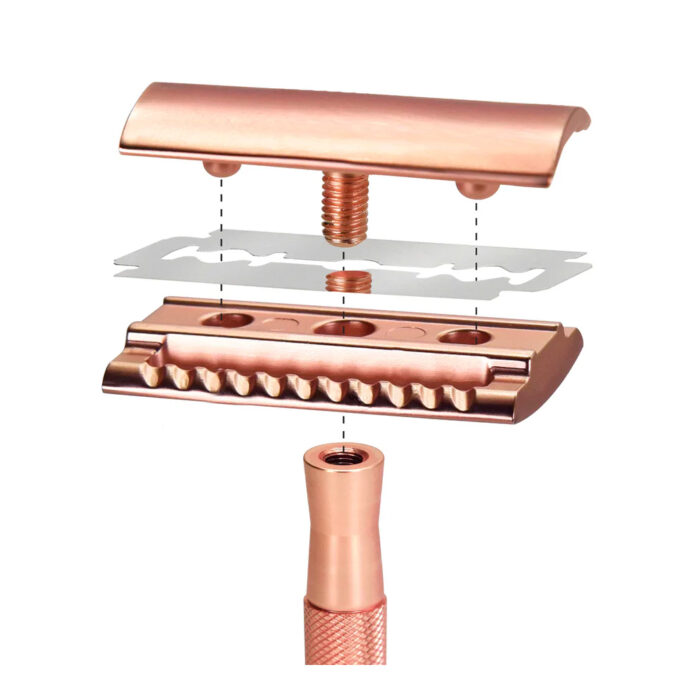 Säkerhetsrakhyvel med ställ, Roséguld 1 - Bambaw Säkerhetsrakhyvel med ställ, Roséguld 1 - Bambaw