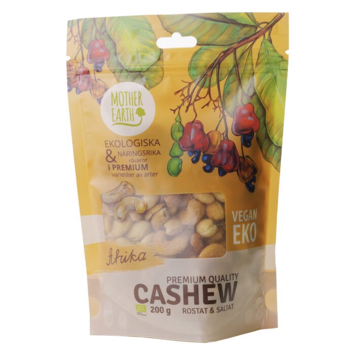 Cashewnötter rostade & saltade EKO Premium, 200g - Mother Earth