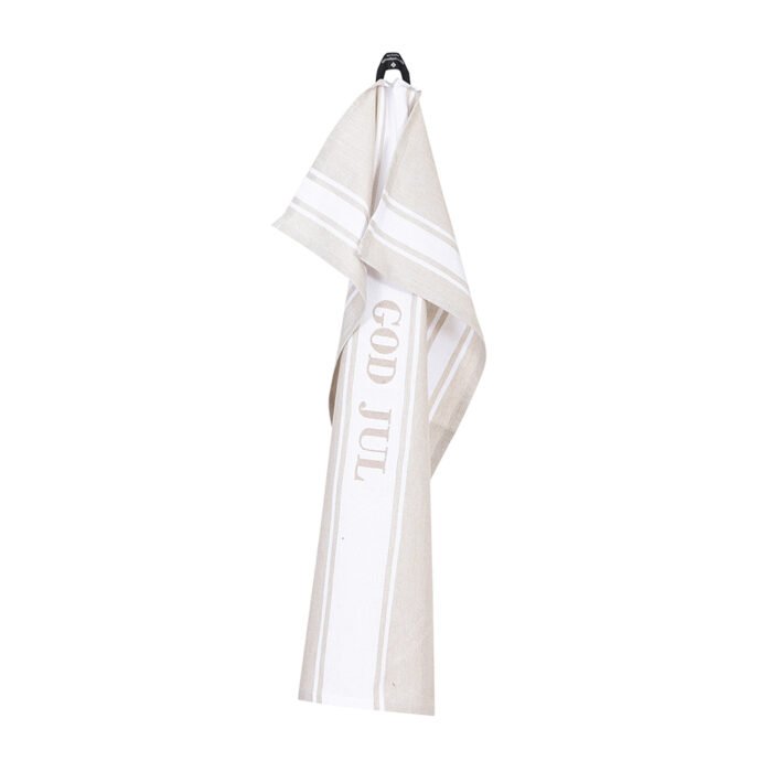 Kökshandduk God Jul, återvunnet material, Beige:Vit- Wasa Ecotextil