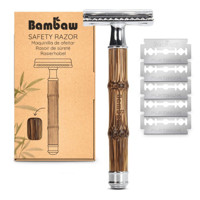 Säkerhetsrakhyvel i stål och ekologisk bambu, smal – Bambaw